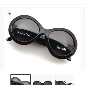 90s Vintage Dior Black Round Oversized Sunglasses